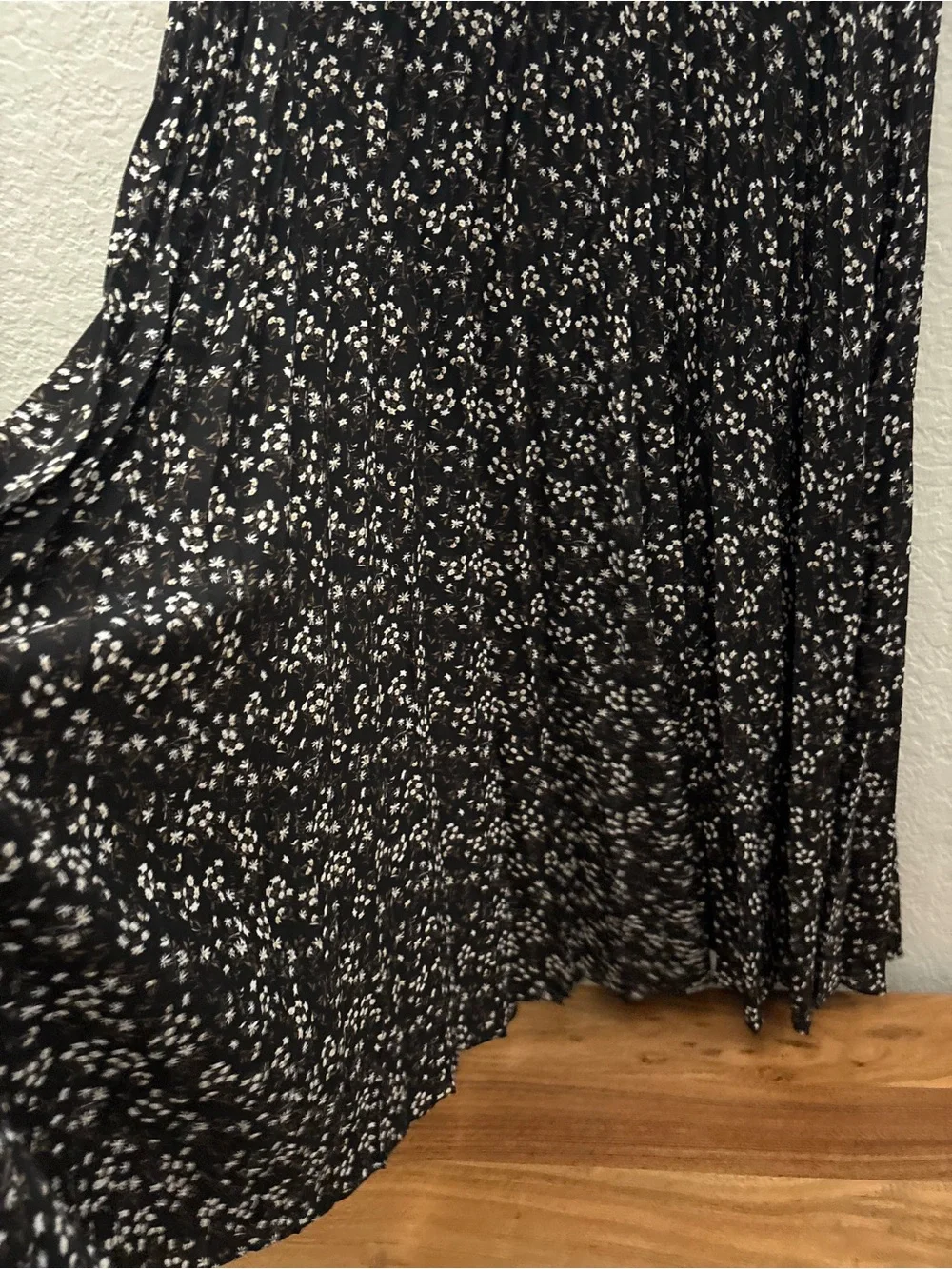 Max Studio Black Maxi Skirt with Cream Floral Print